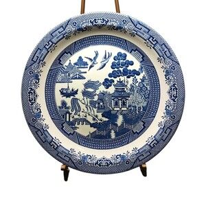 Vtg Churchill of England Blue Willow 12.5” Round Serving Platter Chop Plate MINT